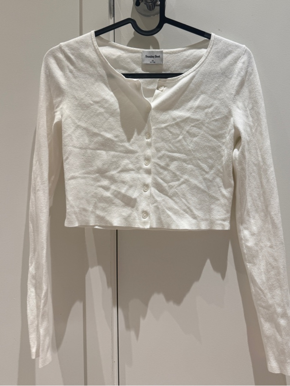White Cropped Button-Front Cardigan
